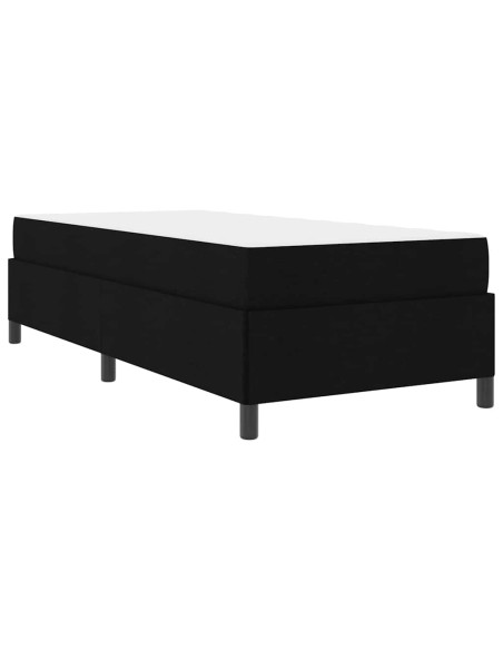 Letto a molle Nero 100 x 200 cm Tessuto, Legno ingegnerizzato