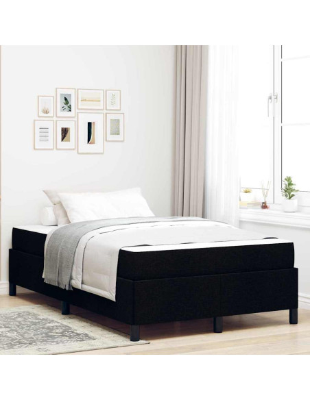 Letto a molle Nero 120 x 190 cm Tessuto, Legno ingegnerizzato