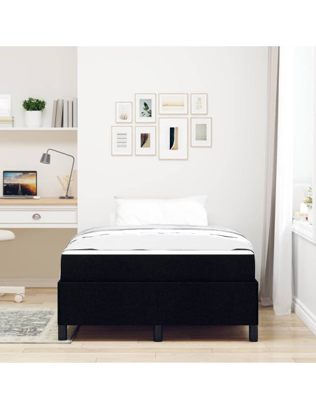 Letto a molle Nero 120 x 190 cm Tessuto, Legno ingegnerizzato