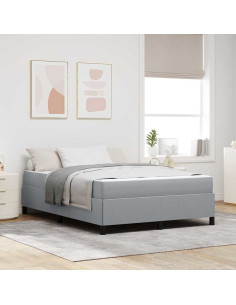 Letto a molle con materasso Grigio chiaro 140 x 190 cm Tessuto 2
