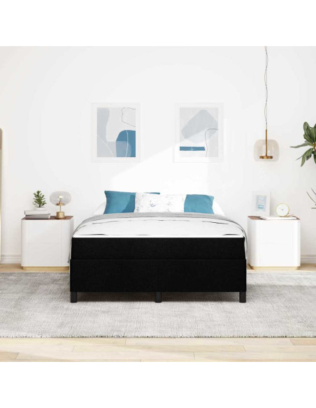 Letto a molle Nero 140 x 200 cm Tessuto, Legno ingegnerizzato