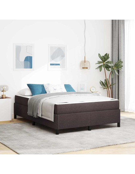 Letto a molle Marrone Scuro 140 x 200 cm Tessuto