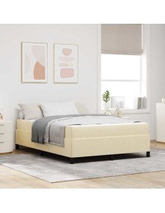 Letto a molle Crema 160 x 200 cm Tessuto 2