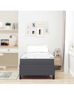 Struttura del letto Grigio scuro 90 x 200 cm Tessuto 2