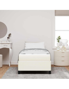 Struttura del letto con materasso Crema 90 x 200 cm Tessuto 2