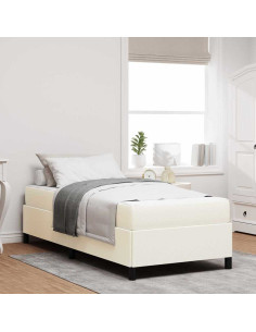 Struttura del letto con materasso Crema 100 x 200 cm Tessuto 2