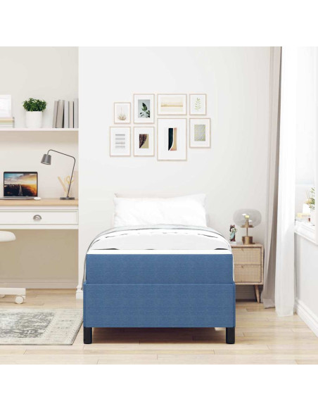 Struttura del letto con materasso Blu 100 x 200 cm Tessuto