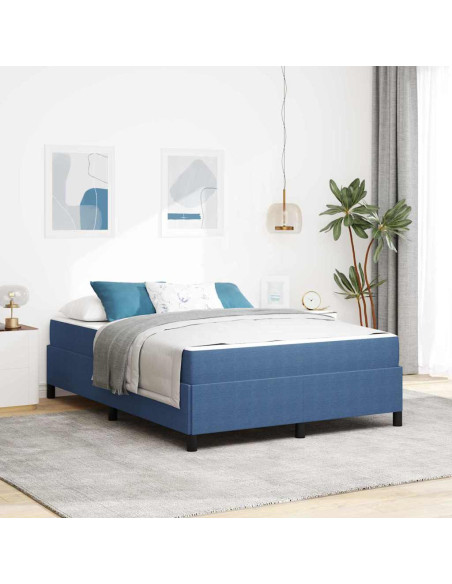Struttura del letto con materasso Blu 140 x 190 cm Tessuto