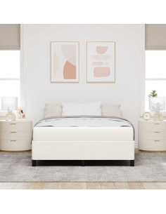 Struttura del letto con materasso Crema 140 x 200 cm Tessuto 2