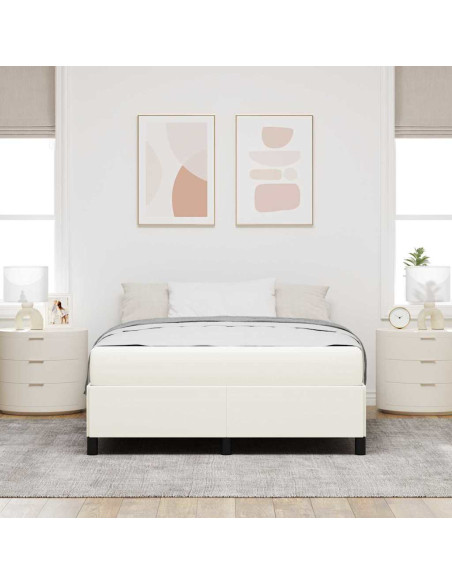 Struttura del letto con materasso Crema 140 x 200 cm Tessuto