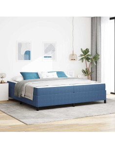 Struttura del letto con materasso Blu 200 x 200 cm Tessuto 2