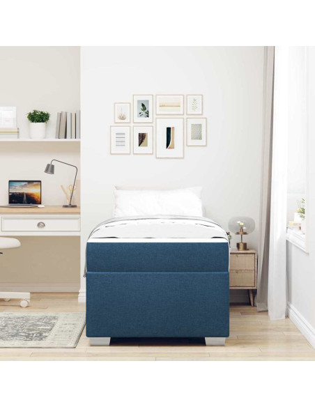 Struttura del letto con materasso Blu 80 x 200 cm Tessuto