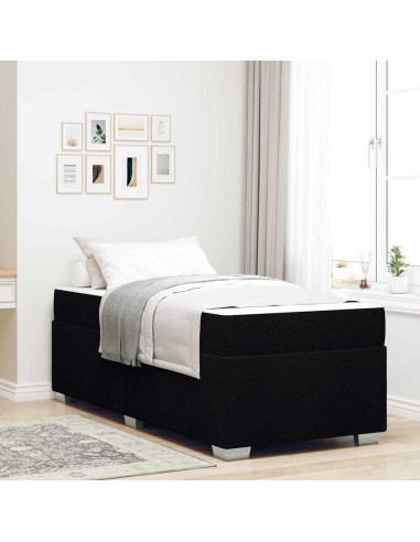Struttura del letto con materasso Nero 90 x 190 cm Tessuto