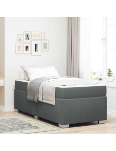 Struttura del letto Grigio scuro 90 x 200 cm Tessuto 2