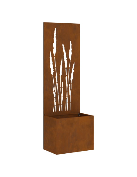 Vaso da Giardino con Pannello Decorativo Ruggine 50 x 140 cm
