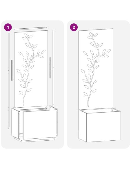 Vaso da Giardino con Pannello Decorativo Bianco 50 x 140 cm