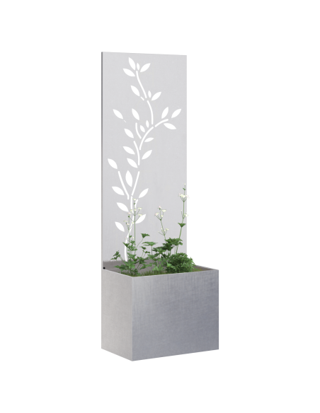 Vaso da Giardino con Pannello Decorativo Argento 50 x 140 cm