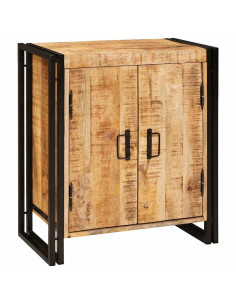 Armadio da Notte Marrone Legno di mango solido e grezzo