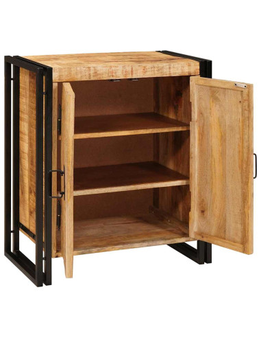 Armadio da Notte Marrone Legno di mango solido e grezzo