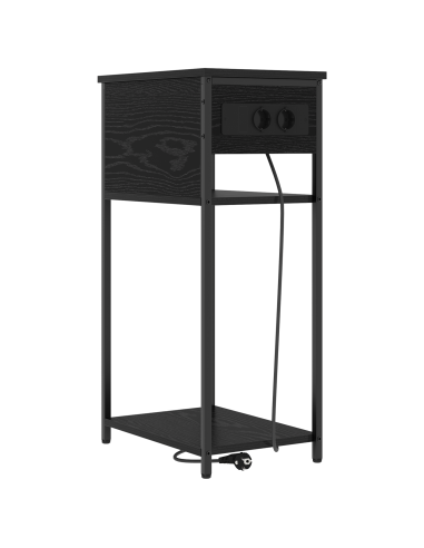 Armadio da Notte Rovere Nero 41 x 28 x 76 cm Legno multistrato