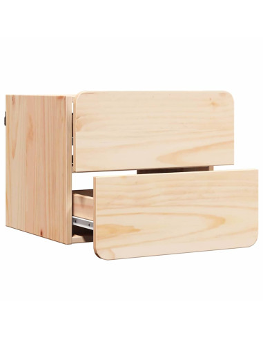 Comodino 2 pcs Naturale 39 x 34 x 33 cm Legno di pino massello
