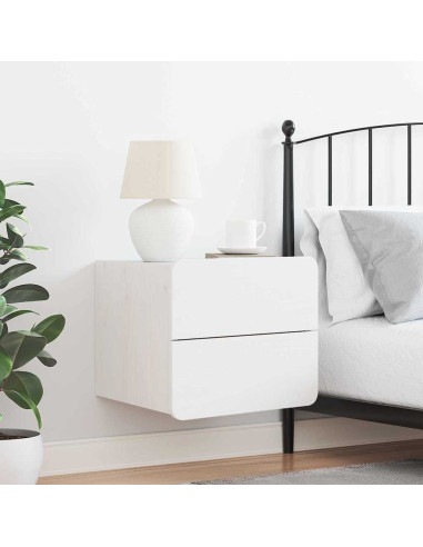 Comodino Bianco 39 x 34 x 33 cm Legno di pino massello