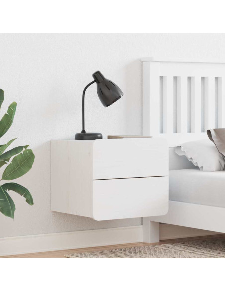 Comodino 2 pcs Bianco 39 x 34 x 33 cm Legno di pino massello