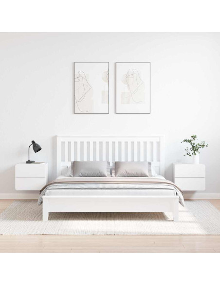Comodino 2 pcs Bianco 39 x 34 x 33 cm Legno di pino massello
