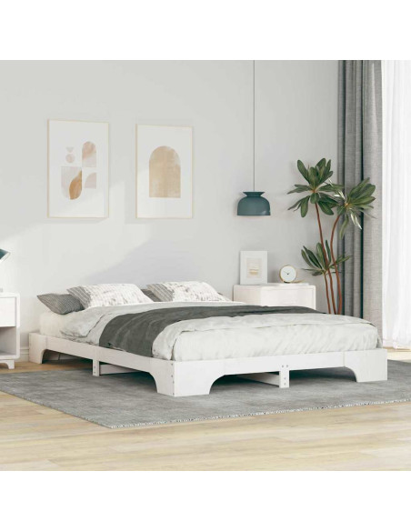 Struttura letto a terra Bianco 140 x 210 cm legno