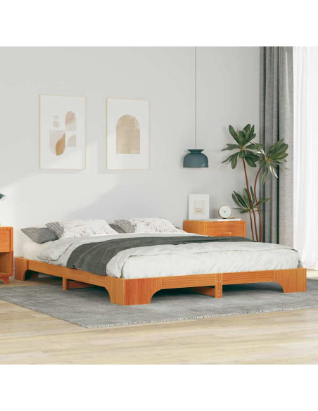 Struttura letto a terra Marrone 160 x 210 cm Legno massello