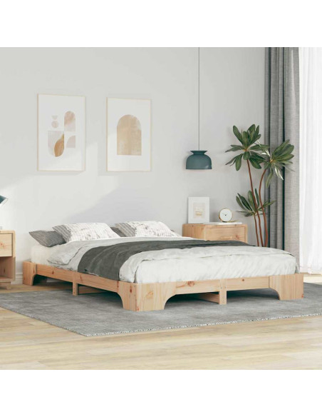 Struttura letto a terra con archiviazione Marrone 140 x 220 cm