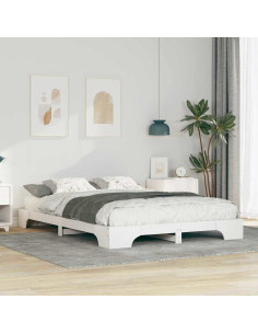Struttura del letto Bianco 140 x 220 cm Pino massello 2