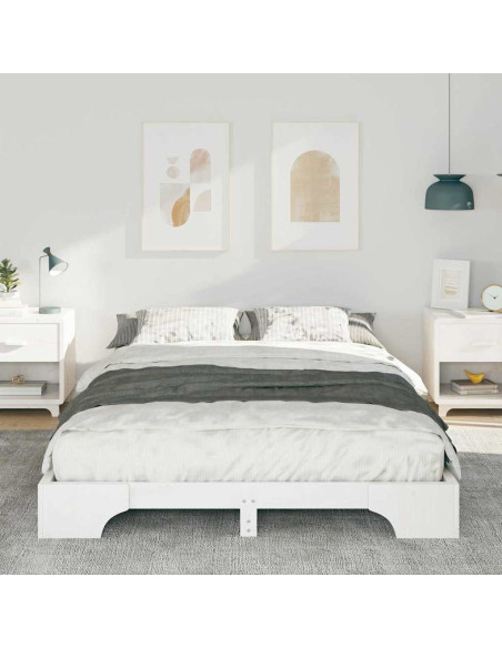Struttura letto a terra con archiviazione Bianco 140 x 220 cm