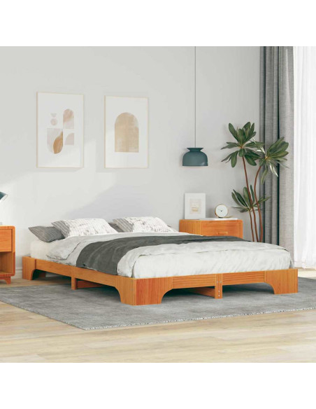 Struttura letto a terra con archiviazione Marrone 140 x 220 cm