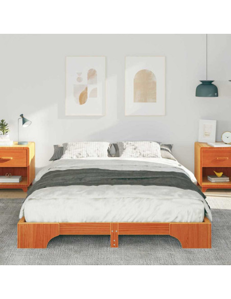 Struttura letto a terra con archiviazione Marrone 140 x 220 cm