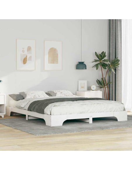 Struttura letto a terra con archiviazione Bianco 160 x 220 cm