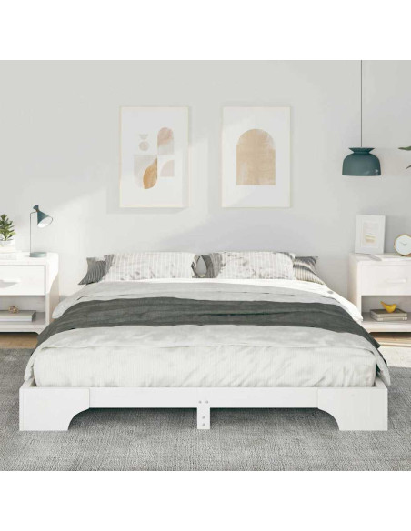 Struttura letto a terra con archiviazione Bianco 160 x 220 cm