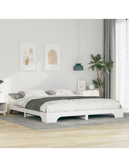 Struttura letto a terra con archiviazione Bianco 180 x 220 cm