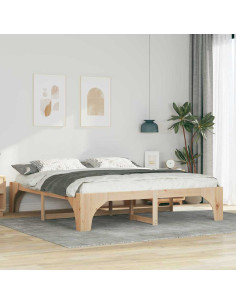 Struttura del letto Marrone 200 x 200 cm Pino massello 2