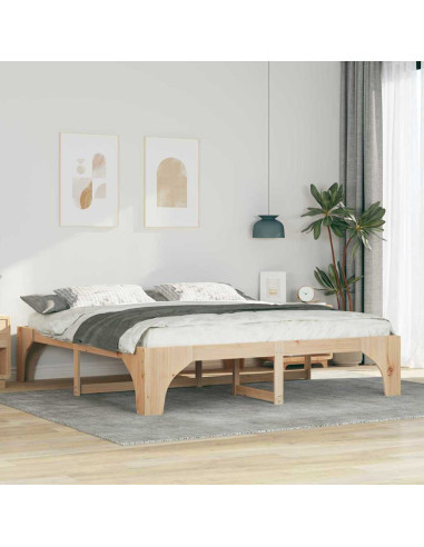 Struttura del letto Marrone 200 x 200 cm Pino massello