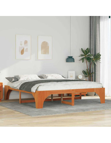 Struttura del letto Marrone 200 x 200 cm Pino massello