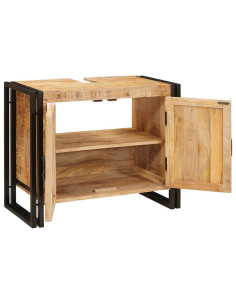 Armadio sottolavello con porta Marrone Legno di mango massello 2