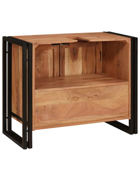 Armadio sottolavello con porta Marrone Legno di Acacia Massello