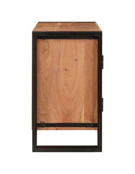 Mobile sottolavabo con porta Legno Massello di Acacia, Ferro