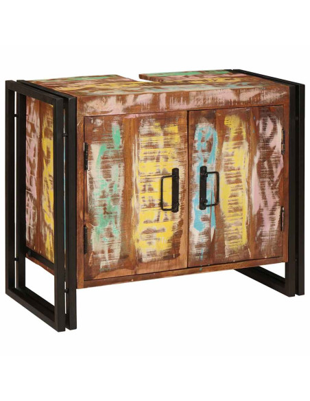 Mobile sottolavabo con porta Legno Massello Recuperato, Ferro