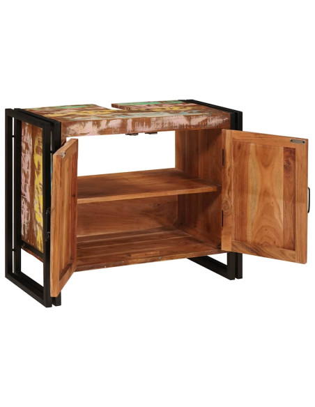 Mobile sottolavabo con porta Legno Massello Recuperato, Ferro