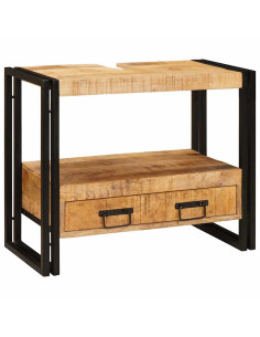 Armadio da bagno con cassetto Marrone Legno di mango massello