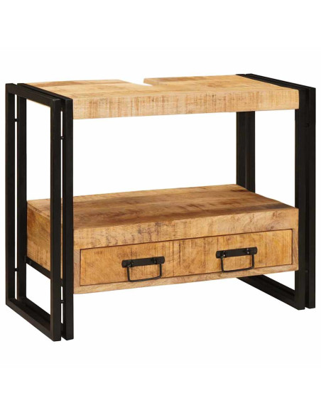 Armadio da bagno con cassetto Marrone Legno di mango massello