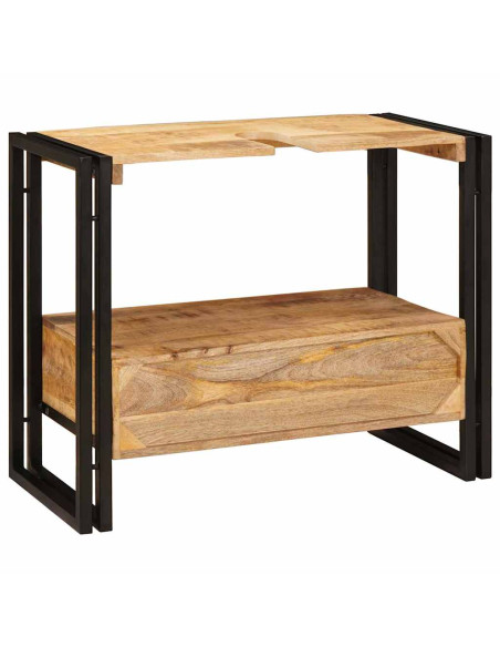 Mobile sottolavabo con cassetto Legno Massello di Mango, Ferro