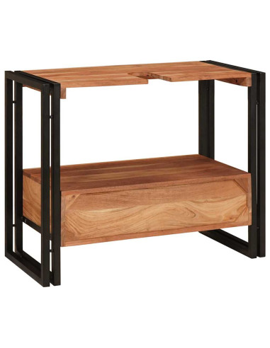 Armadio da bagno con cassetto Marrone Legno di Acacia Massello